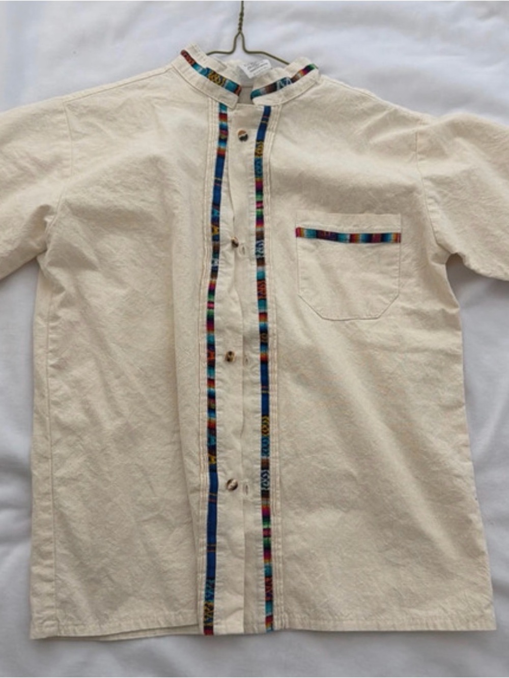 Boys Mexican Guayabera Shirt – Short Sleeve Kids Cotton size 10/12 - S